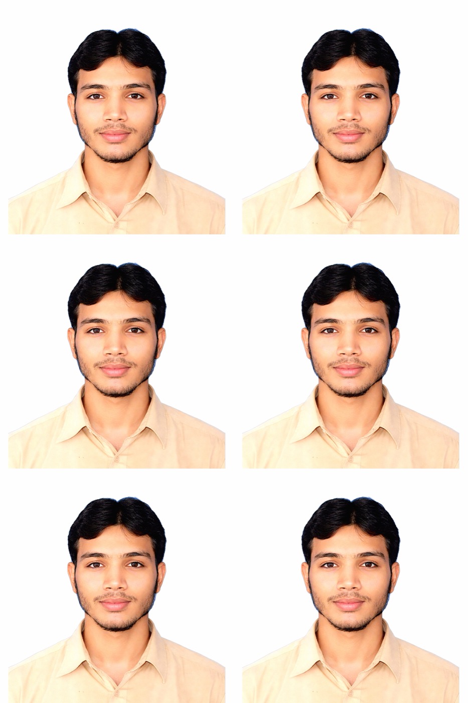 An ID photo print sheet exported by IDPhoto Pro